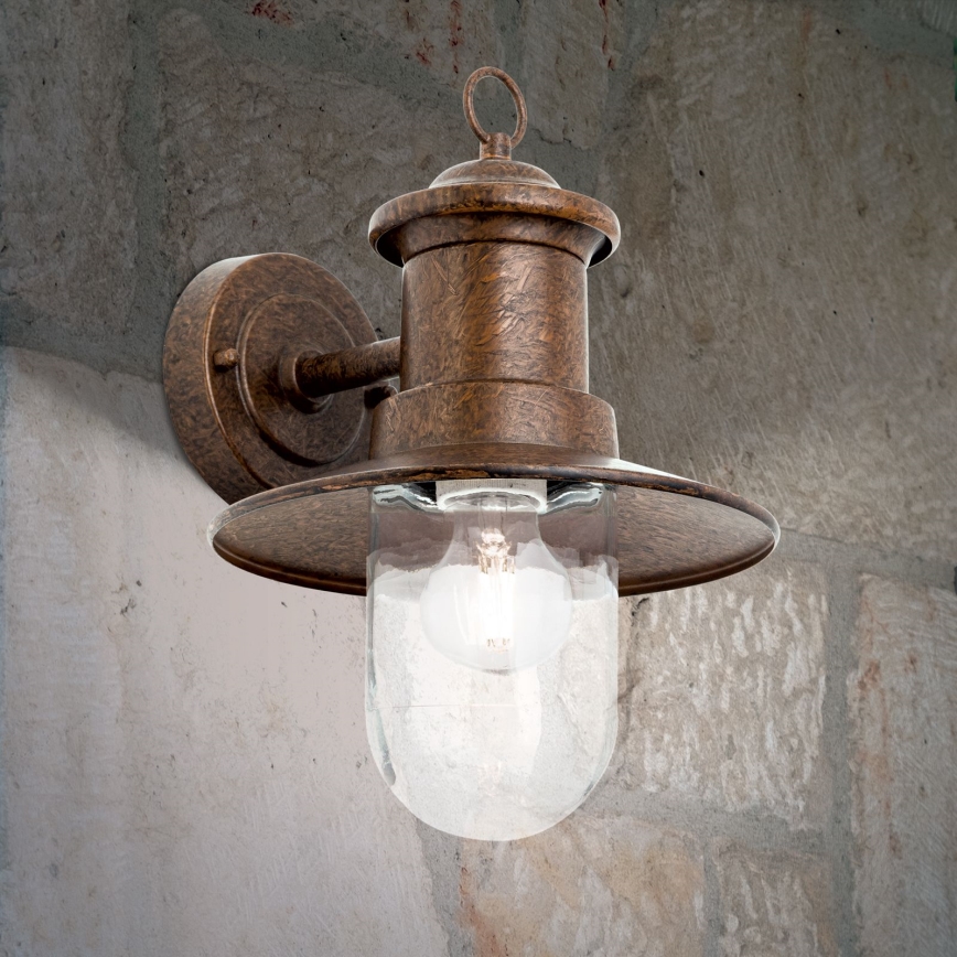 Venkovní nástěnná lampa LEONIE 1xE27/60W/230V IP44 bronz