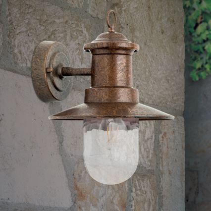 Venkovní nástěnná lampa LEONIE 1xE27/60W/230V IP44 bronz