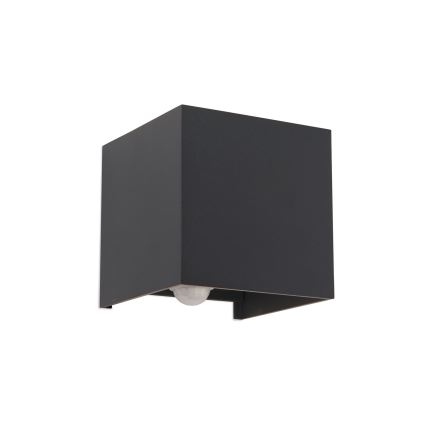 LED Venkovní nástěnné svítidlo se senzorem pohybu a soumraku CUBE-S LED/13W/230V IP54 antracit