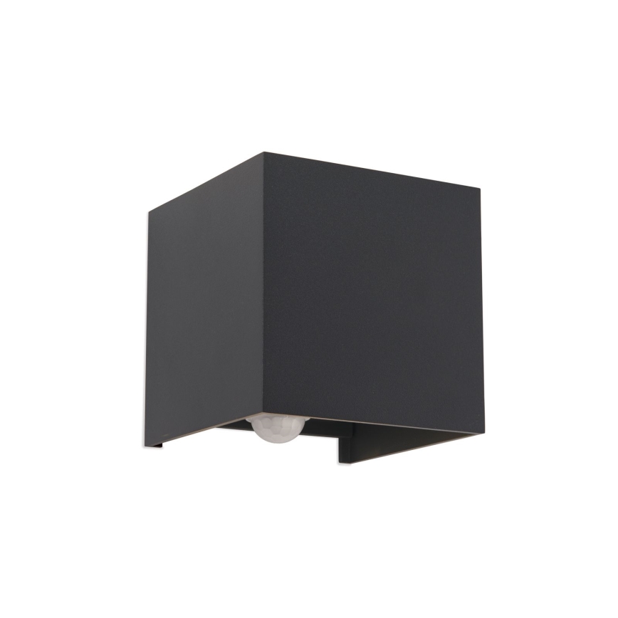 LED Venkovní nástěnné svítidlo se senzorem pohybu a soumraku CUBE-S LED/13W/230V IP54 antracit