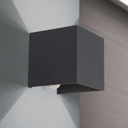 LED Venkovní nástěnné svítidlo se senzorem pohybu a soumraku CUBE-S LED/13W/230V IP54 antracit