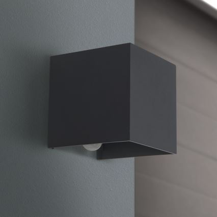 LED Venkovní nástěnné svítidlo se senzorem pohybu a soumraku CUBE-S LED/13W/230V IP54 antracit