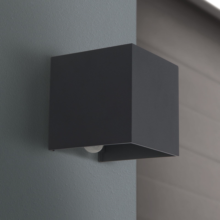LED Venkovní nástěnné svítidlo se senzorem pohybu a soumraku CUBE-S LED/13W/230V IP54 antracit