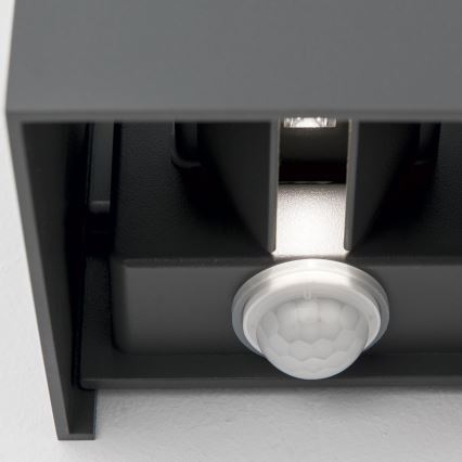 LED Venkovní nástěnné svítidlo se senzorem pohybu a soumraku CUBE-S LED/13W/230V IP54 antracit