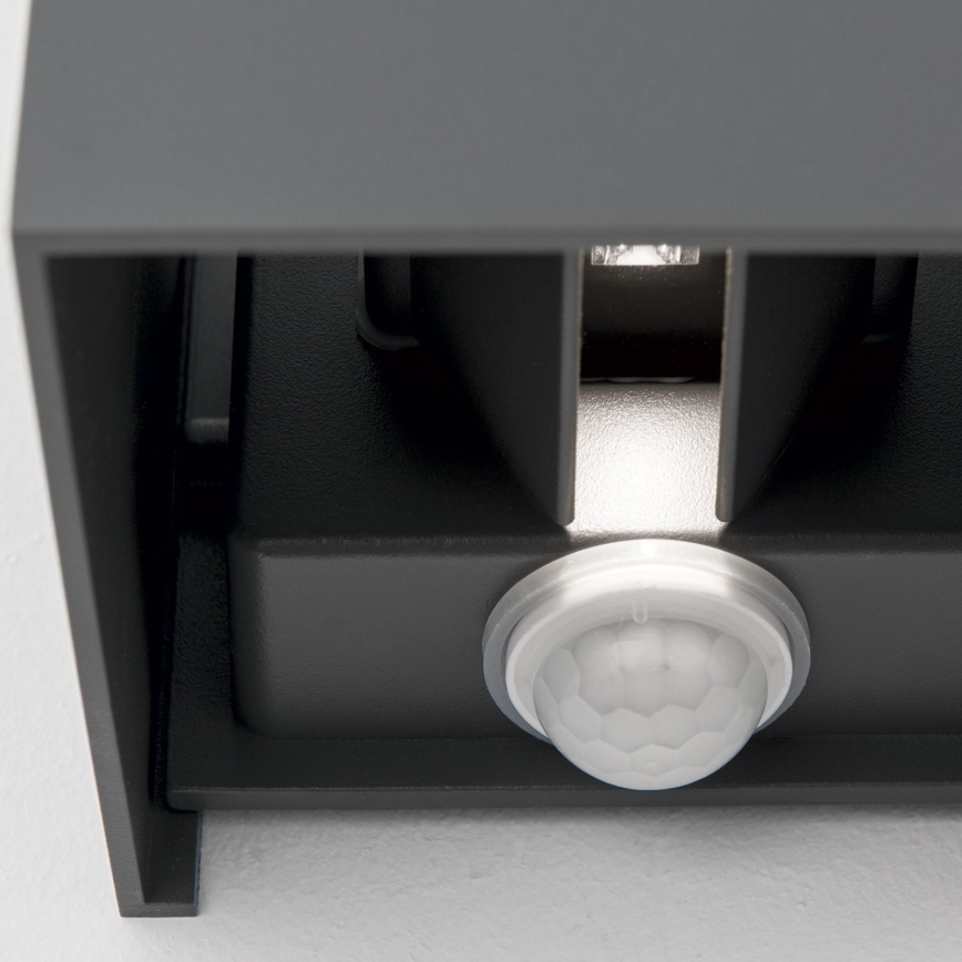 LED Venkovní nástěnné svítidlo se senzorem pohybu a soumraku CUBE-S LED/13W/230V IP54 antracit