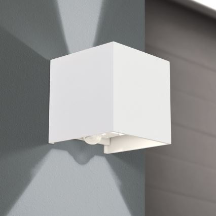 LED Venkovní nástěnné svítidlo se senzorem pohybu a soumraku CUBE-S LED/13W/230V IP54 bílá