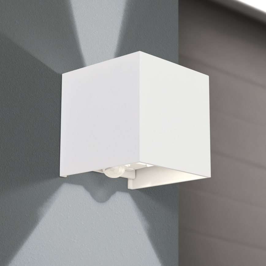 LED Venkovní nástěnné svítidlo se senzorem pohybu a soumraku CUBE-S LED/13W/230V IP54 bílá