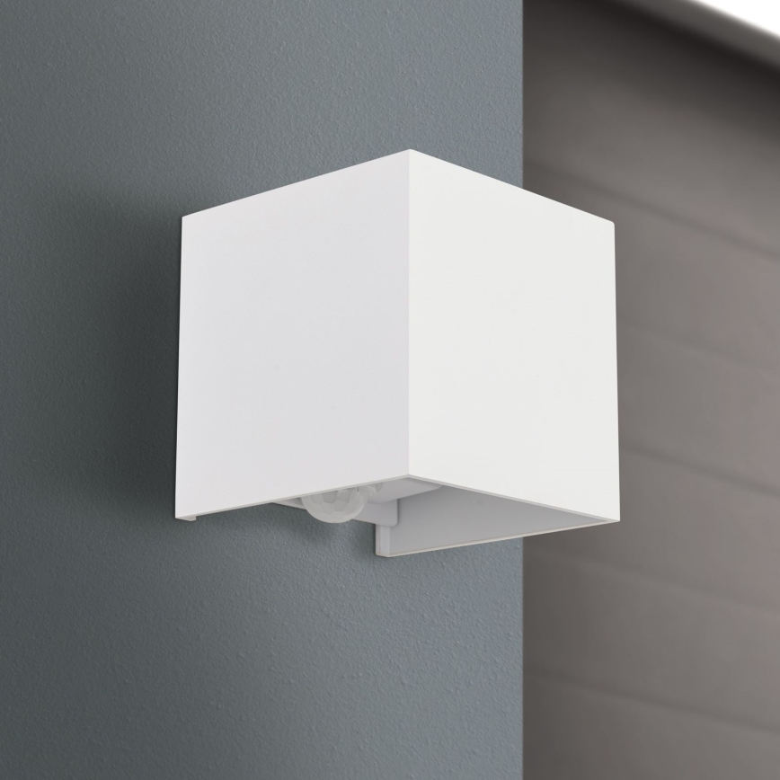 LED Venkovní nástěnné svítidlo se senzorem pohybu a soumraku CUBE-S LED/13W/230V IP54 bílá