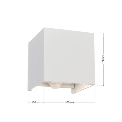 LED Venkovní nástěnné svítidlo se senzorem pohybu a soumraku CUBE-S LED/13W/230V IP54 bílá