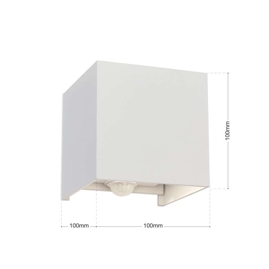 LED Venkovní nástěnné svítidlo se senzorem pohybu a soumraku CUBE-S LED/13W/230V IP54 bílá