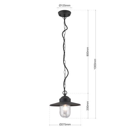 Venkovní závěsné svítidlo EDWARD 1xE27/60W/230V IP44 černá