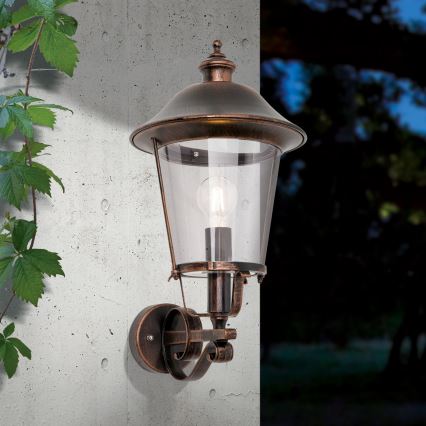 Venkovní nástěnná lampa KENZO 1xE27/100W/230V IP44 bronz/patina