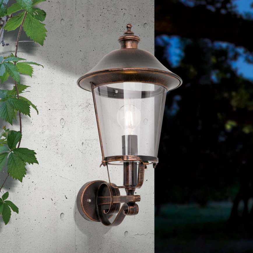 Venkovní nástěnná lampa KENZO 1xE27/100W/230V IP44 bronz/patina