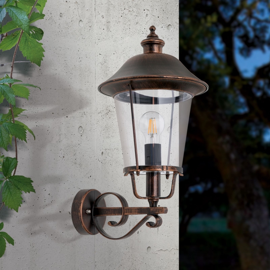 Venkovní nástěnná lampa KENZO 1xE27/100W/230V IP44 bronz/patina