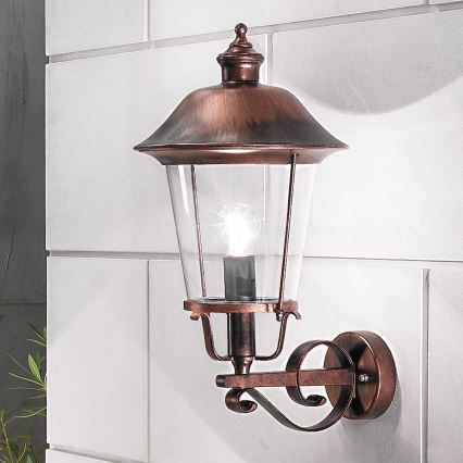 Venkovní nástěnná lampa KENZO 1xE27/100W/230V IP44 bronz/patina