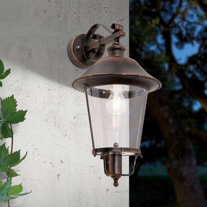 Venkovní nástěnná lampa KENZO 1xE27/100W/230V IP44 bronz/patina