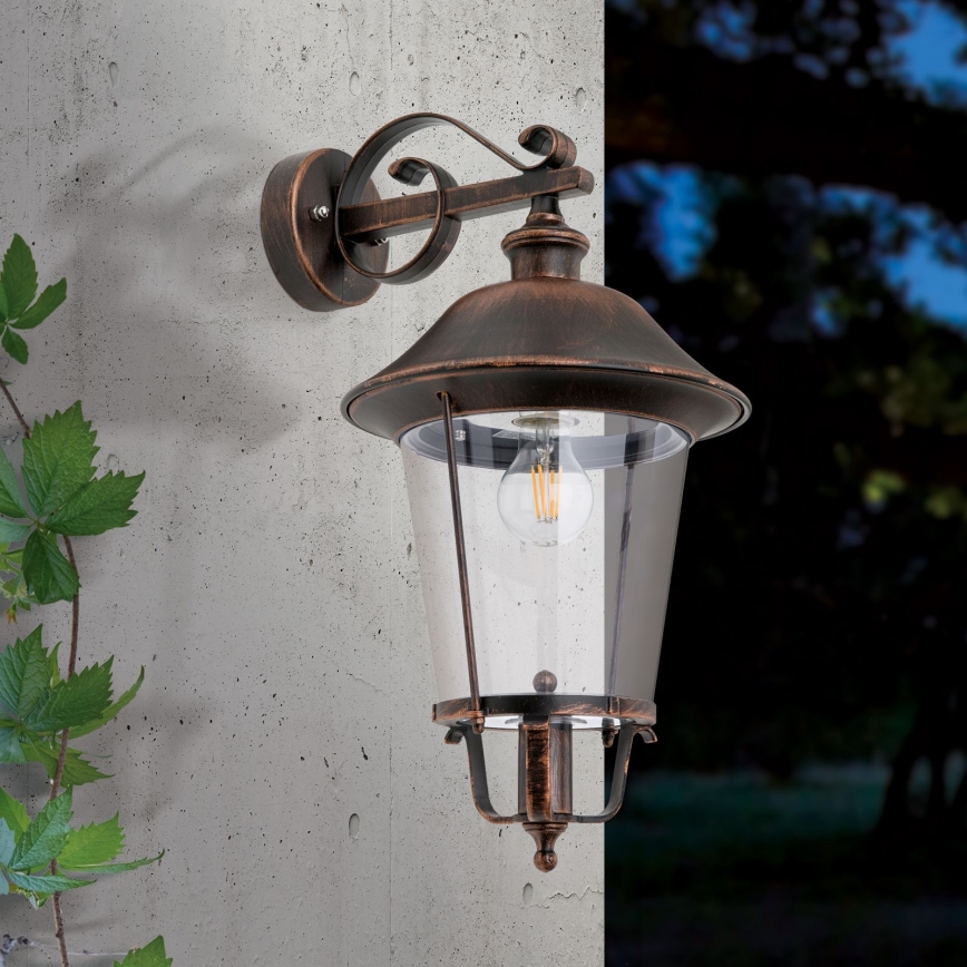 Venkovní nástěnná lampa KENZO 1xE27/100W/230V IP44 bronz/patina