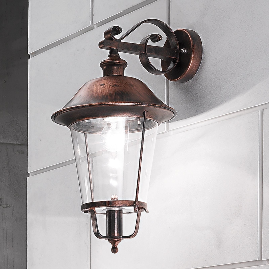 Venkovní nástěnná lampa KENZO 1xE27/100W/230V IP44 bronz/patina