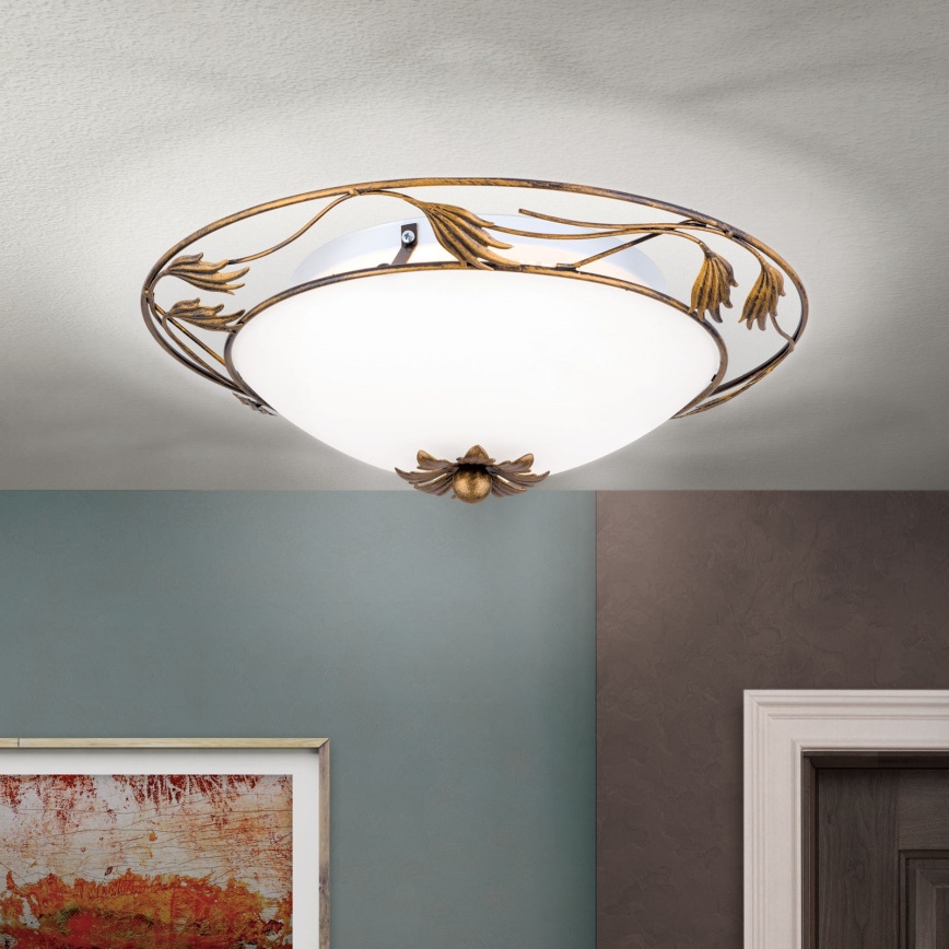 Stropní svítidlo FLEUR 2xE27/60W/230V pr. 40 cm bronz