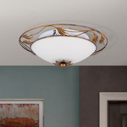 Stropní svítidlo FLEUR 2xE27/60W/230V pr. 40 cm bronz