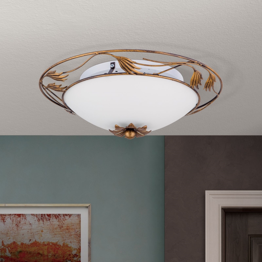 Stropní svítidlo FLEUR 2xE27/60W/230V pr. 40 cm bronz