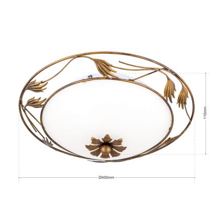 Stropní svítidlo FLEUR 2xE27/60W/230V pr. 40 cm bronz