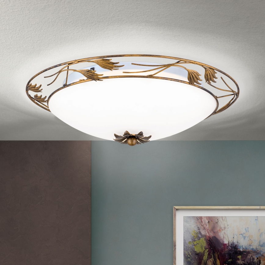 Stropní svítidlo FLEUR 3xE27/60W/230V pr. 50 cm bronz