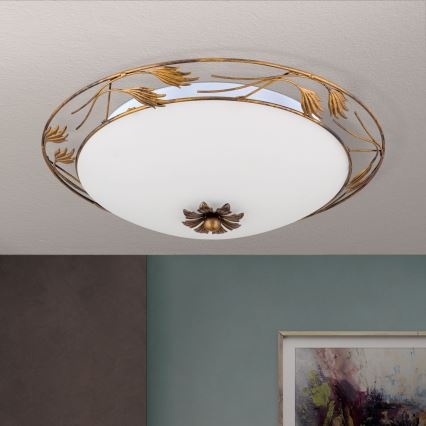 Stropní svítidlo FLEUR 3xE27/60W/230V pr. 50 cm bronz