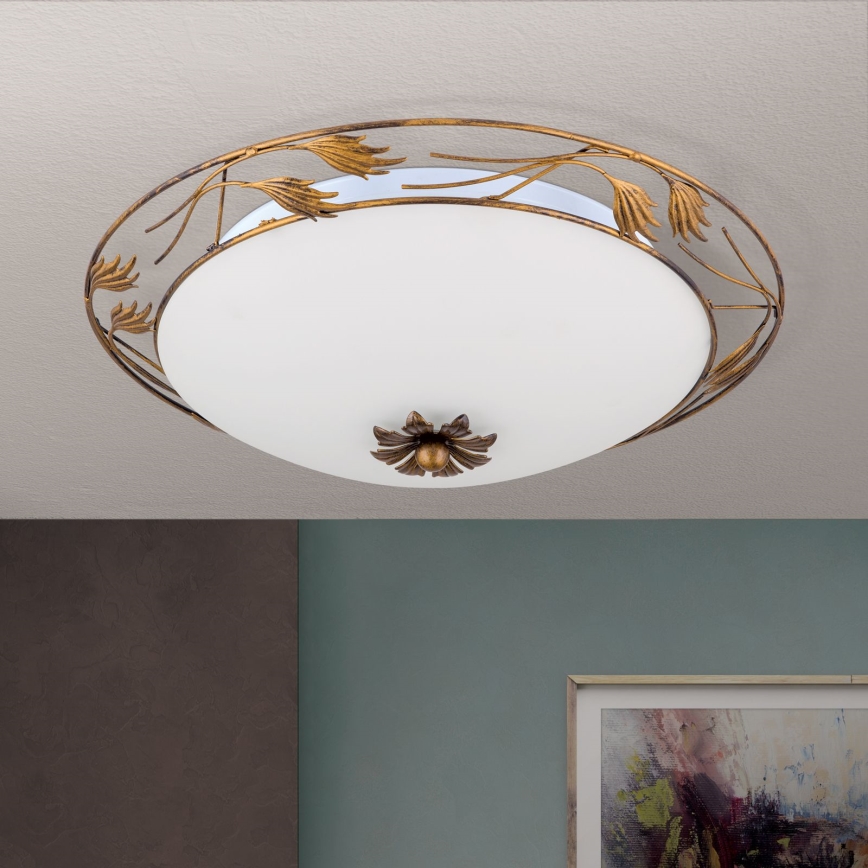 Stropní svítidlo FLEUR 3xE27/60W/230V pr. 50 cm bronz