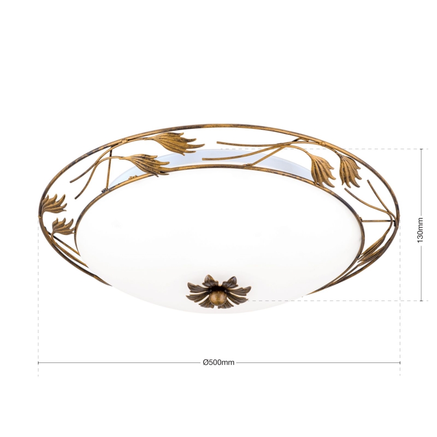 Stropní svítidlo FLEUR 3xE27/60W/230V pr. 50 cm bronz