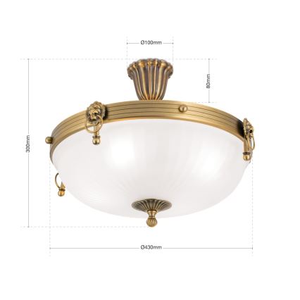 Přisazený lustr ROCCA 4xE27/60W/230V pr. 43 cm bronz/bílá