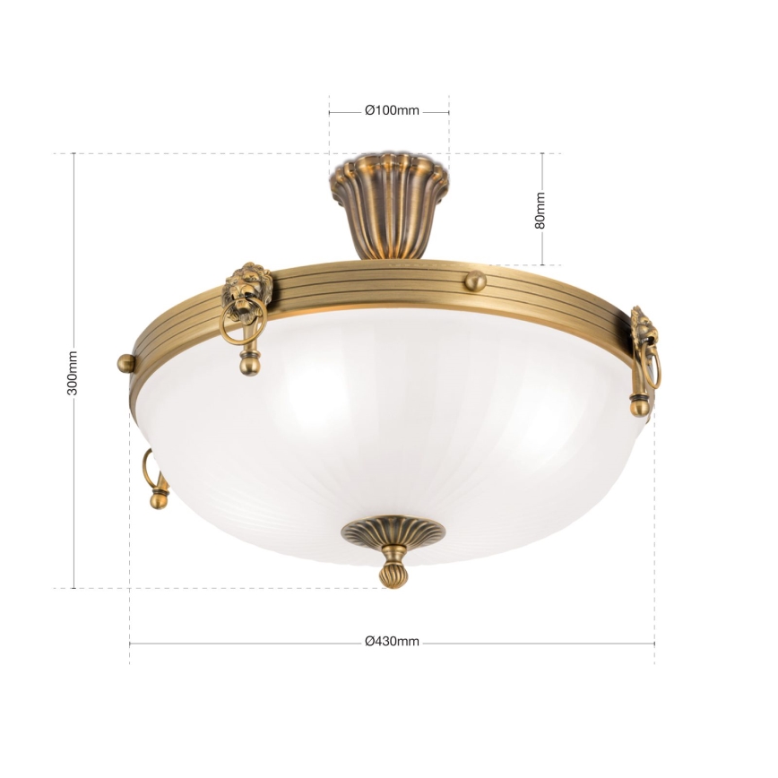 Přisazený lustr ROCCA 4xE27/60W/230V pr. 43 cm bronz/bílá