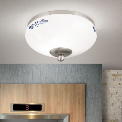 Stropní svítidlo LANDHAUS 1xE27/60W/230V pr. 21 cm matný chrom/bílá
