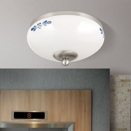 Stropní svítidlo LANDHAUS 1xE27/60W/230V pr. 21 cm matný chrom/bílá