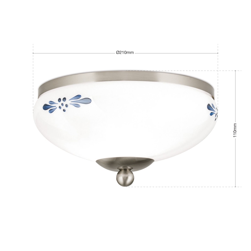 Stropní svítidlo LANDHAUS 1xE27/60W/230V pr. 21 cm matný chrom/bílá