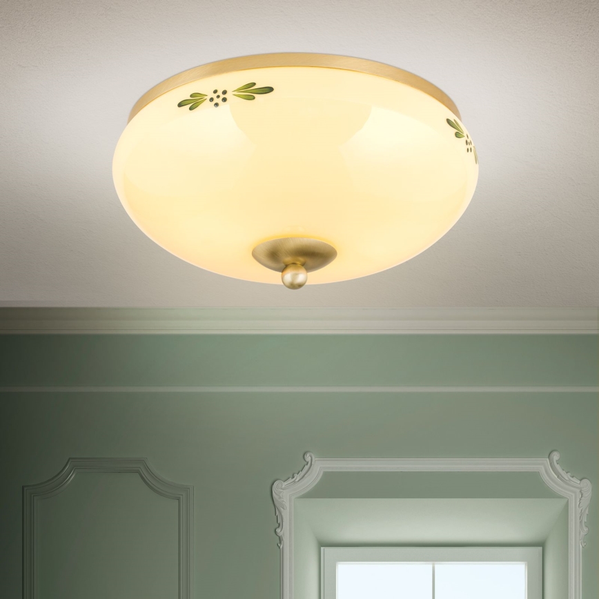 Stropní svítidlo LANDHAUS 2xE27/60W/230V pr. 28 cm bronz/béžová