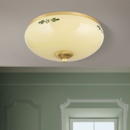 Stropní svítidlo LANDHAUS 2xE27/60W/230V pr. 28 cm bronz/béžová