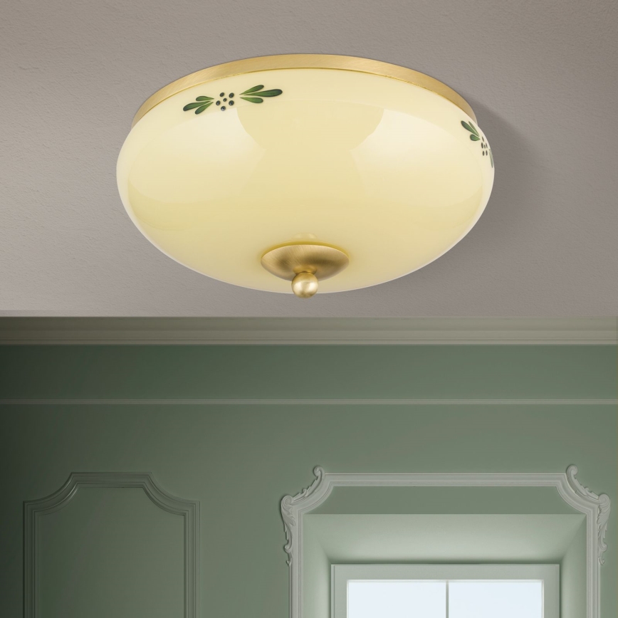 Stropní svítidlo LANDHAUS 2xE27/60W/230V pr. 28 cm bronz/béžová