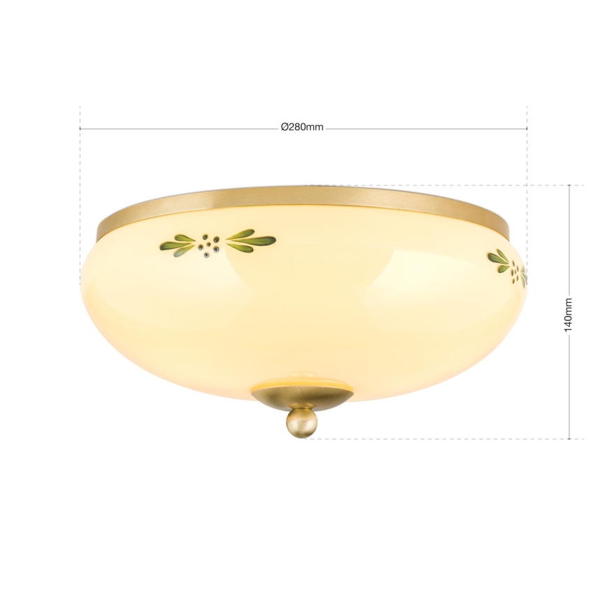 Stropní svítidlo LANDHAUS 2xE27/60W/230V pr. 28 cm bronz/béžová