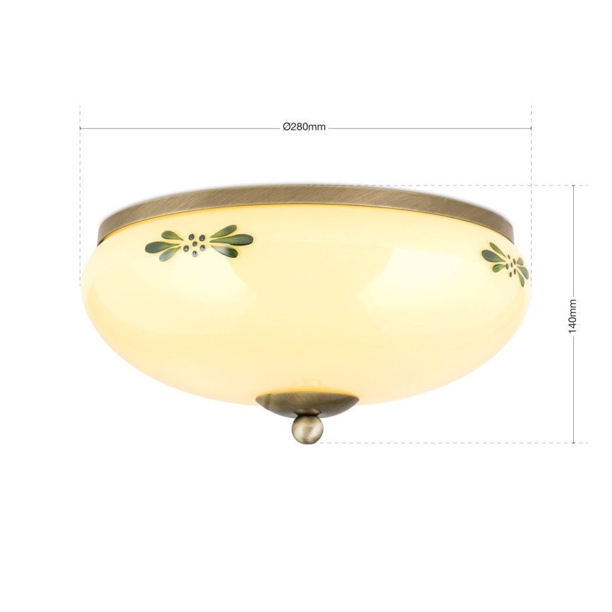 Stropní svítidlo LANDHAUS 2xE27/60W/230V pr. 28 cm bronz/béžová