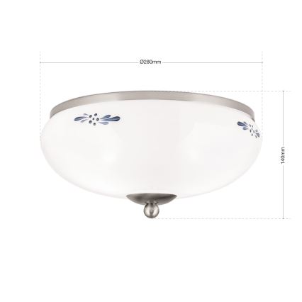 Stropní svítidlo LANDHAUS 2xE27/60W/230V pr. 28 cm matný chrom/bílá