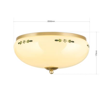 Stropní svítidlo LANDHAUS 3xE27/60W/230V pr. 35 cm mosaz/béžová
