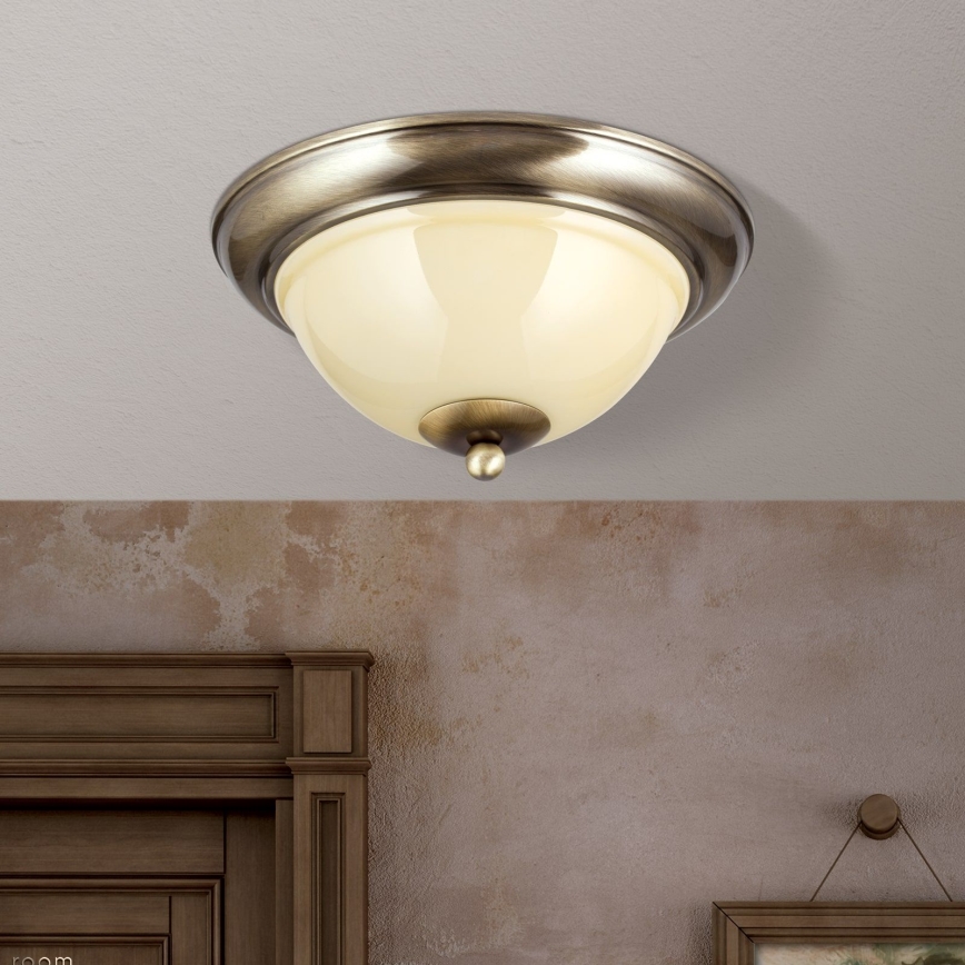 Stropní svítidlo AUSTRIAN OLD LAMP 2xE27/60W/230V pr. 27 cm bronz/béžová