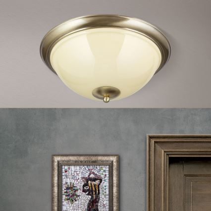 Stropní svítidlo AUSTRIAN OLD LAMP 3xE27/60W/230V pr. 50 cm bronz/béžová