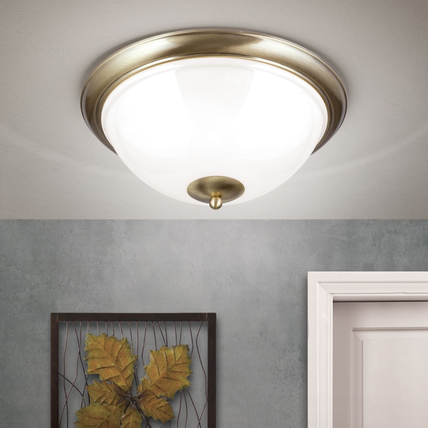 Stropní svítidlo AUSTRIAN OLD LAMP 3xE27/60W/230V pr. 50 cm bronz/bílá