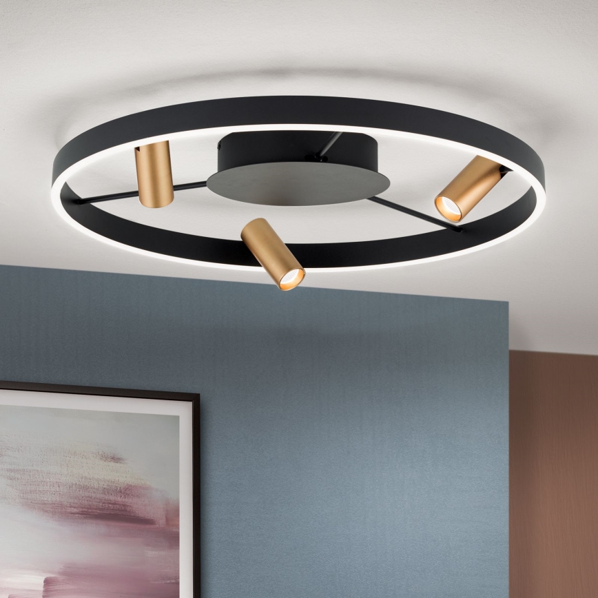 LED Stmívatelné stropní svítidlo BERLIN LED/50W/230V černá/zlatá