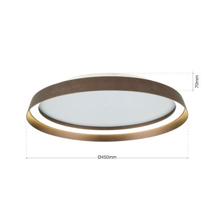 LED Stmívatelné stropní svítidlo MANTA LED/38W/230V 2700/3000/4000K pr. 45 cm hnědá
