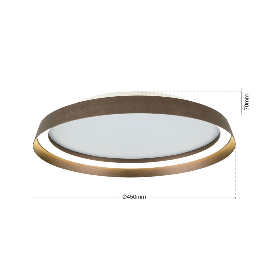 LED Stmívatelné stropní svítidlo MANTA LED/38W/230V 2700/3000/4000K pr. 45 cm hnědá