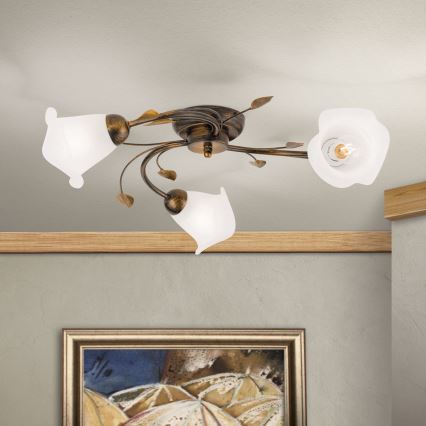 Přisazený lustr SISI 3xE14/40W/230V pr. 60 cm bronz/patina