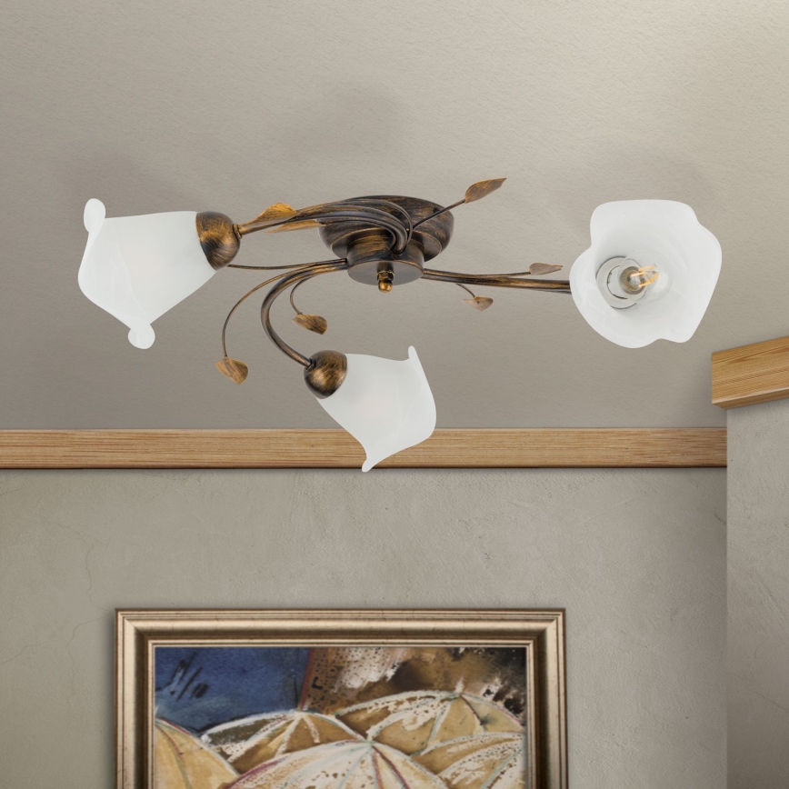 Přisazený lustr SISI 3xE14/40W/230V pr. 60 cm bronz/patina